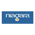 A blue and white logo for niagara.