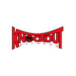 A red and black knockout fitness logo