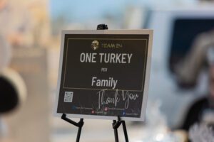 A sign that says thank you for one turkey